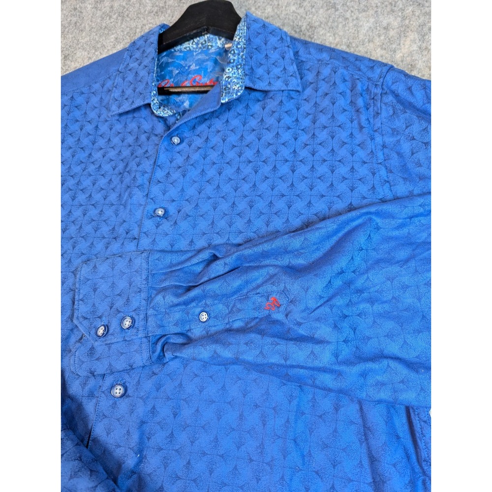 Robert Graham Mens Shirt Medium Blue pattern Button Long sleeve Casual Dressy